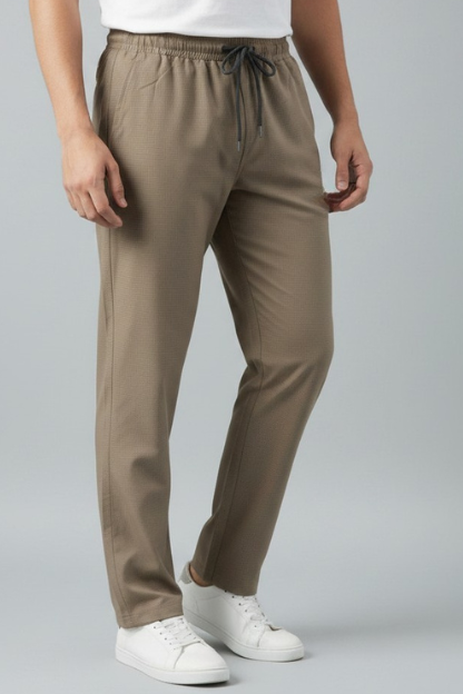 Men’s Light Khaki Check Terry Plain Lower - Image 2
