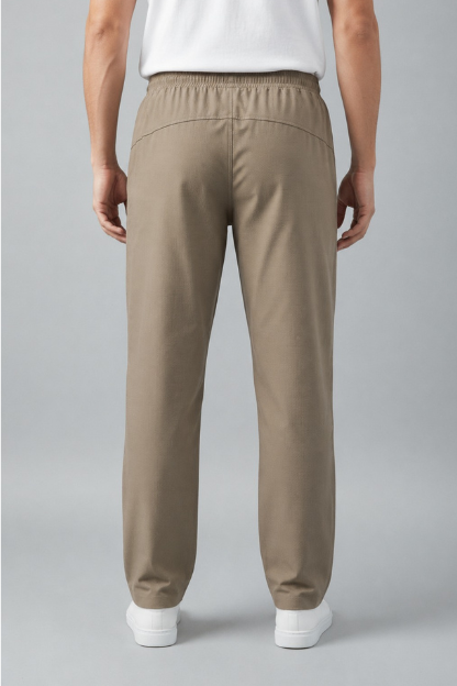 Men’s Light Khaki Check Terry Plain Lower - Image 3