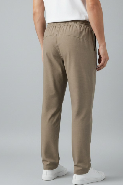 Men’s Light Khaki Check Terry Plain Lower - Image 4