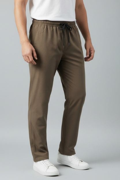 Men’s Khaki Check Terry Plain Lower - Image 2