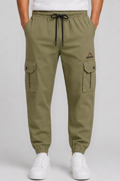 Men’s Light Olive Terry Cargo Joggers