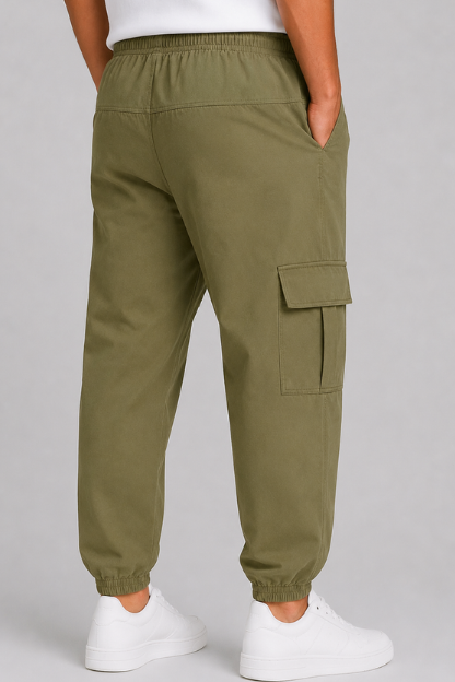 Men’s Light Olive Terry Cargo Joggers - Image 3