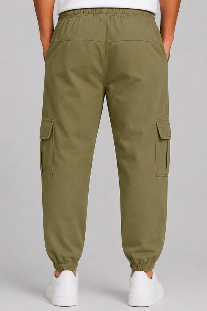 Men’s Light Olive Terry Cargo Joggers - Image 4